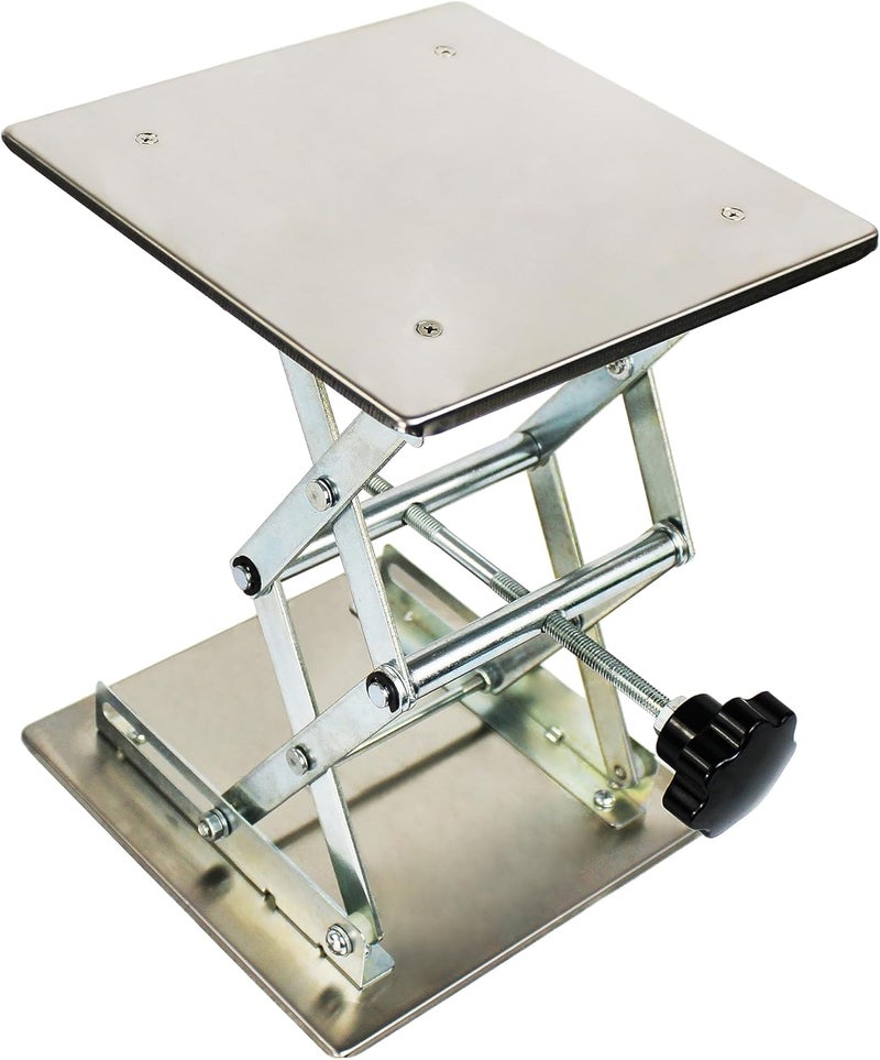 TEXALAN (R) 8x8 Lab Scissor Jack Lift Table SS304 Max. Height of 10" 33LBS Load - Image 1